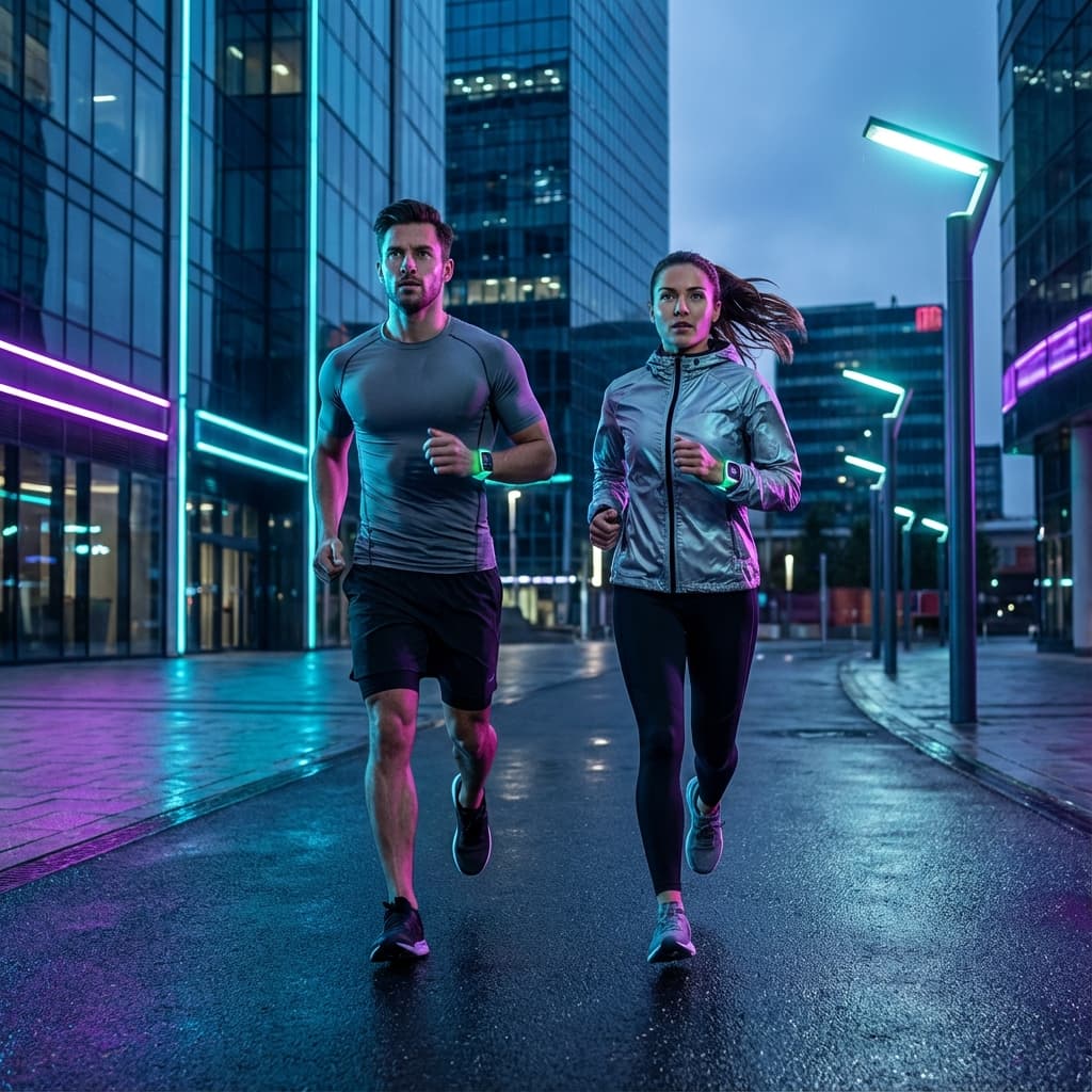 Biegacz w miejskiej scenerii